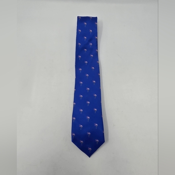 TOMMY HILFIGER NECKTIE LOT OF 2 SILK TIES BLUE POLKA DOT PINK FLAMINGO MEN OS - Picture 3 of 12
